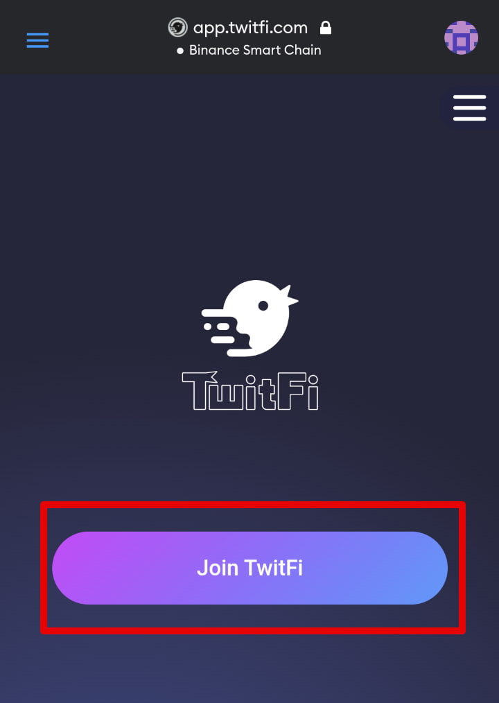 「Join TwitFi」「Connect Wallet」の順でタップしTwitFiとMETAMASKを接続する