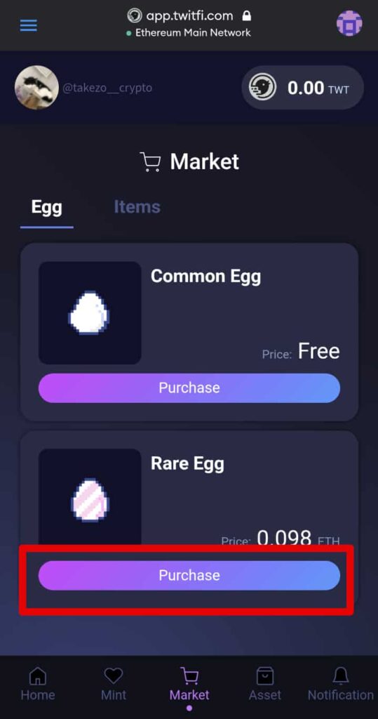 Rare Egg Purchase