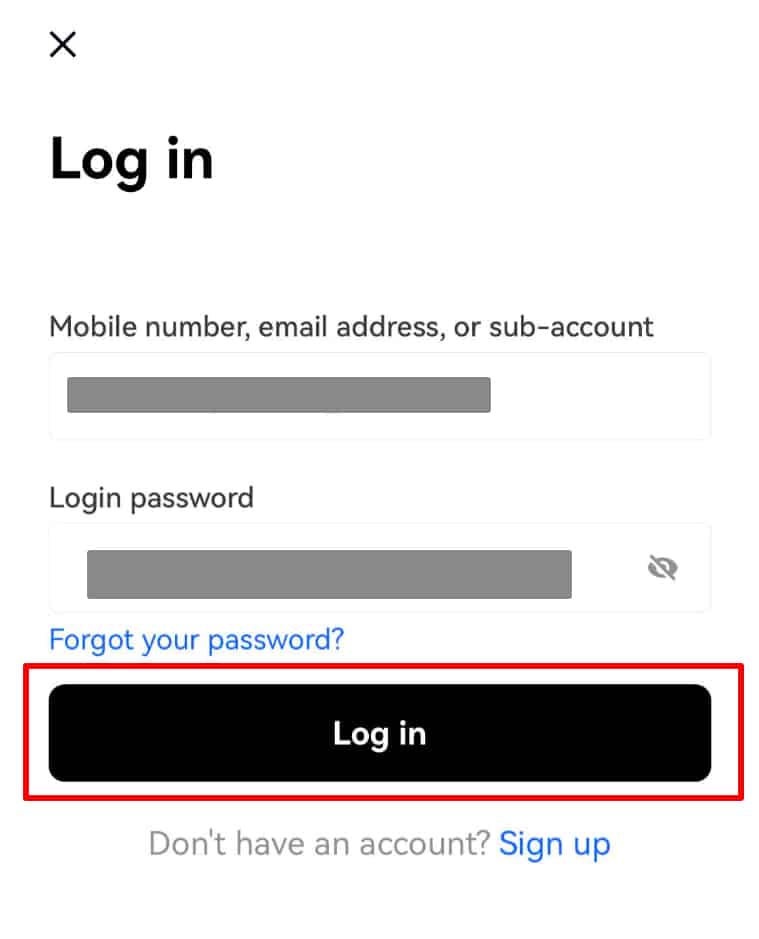 メールアドレスとパスワードを入力